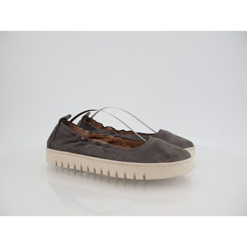 Vionic Uptown Ballet Flat Women 8.5 Grey Metallic Leather Slip On Platform Shoes